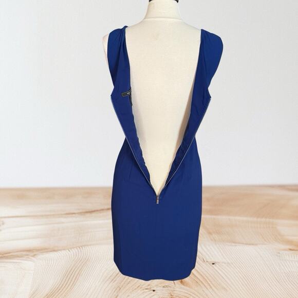 BCBG MaxAzria Sleeveless Siri Dress Sz 8 Blue Depth Bodycon Cocktail Event Party - Picture 8 of 10